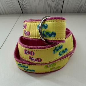 Flip Flop Hot Pink Canvas & Yellow Flip Flop Ribbon D-Ring Belt XL